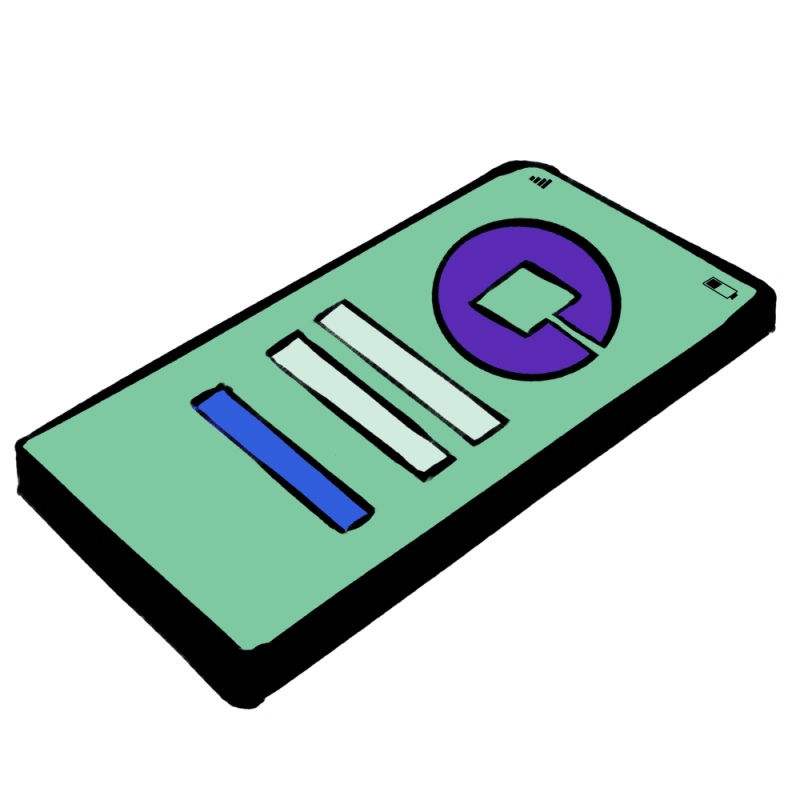 Green and Purple Communer mobile app