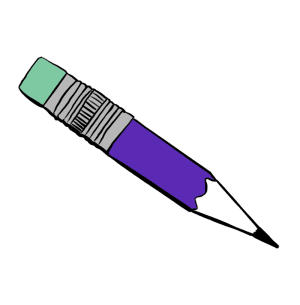 Green and purple cartoon pencil