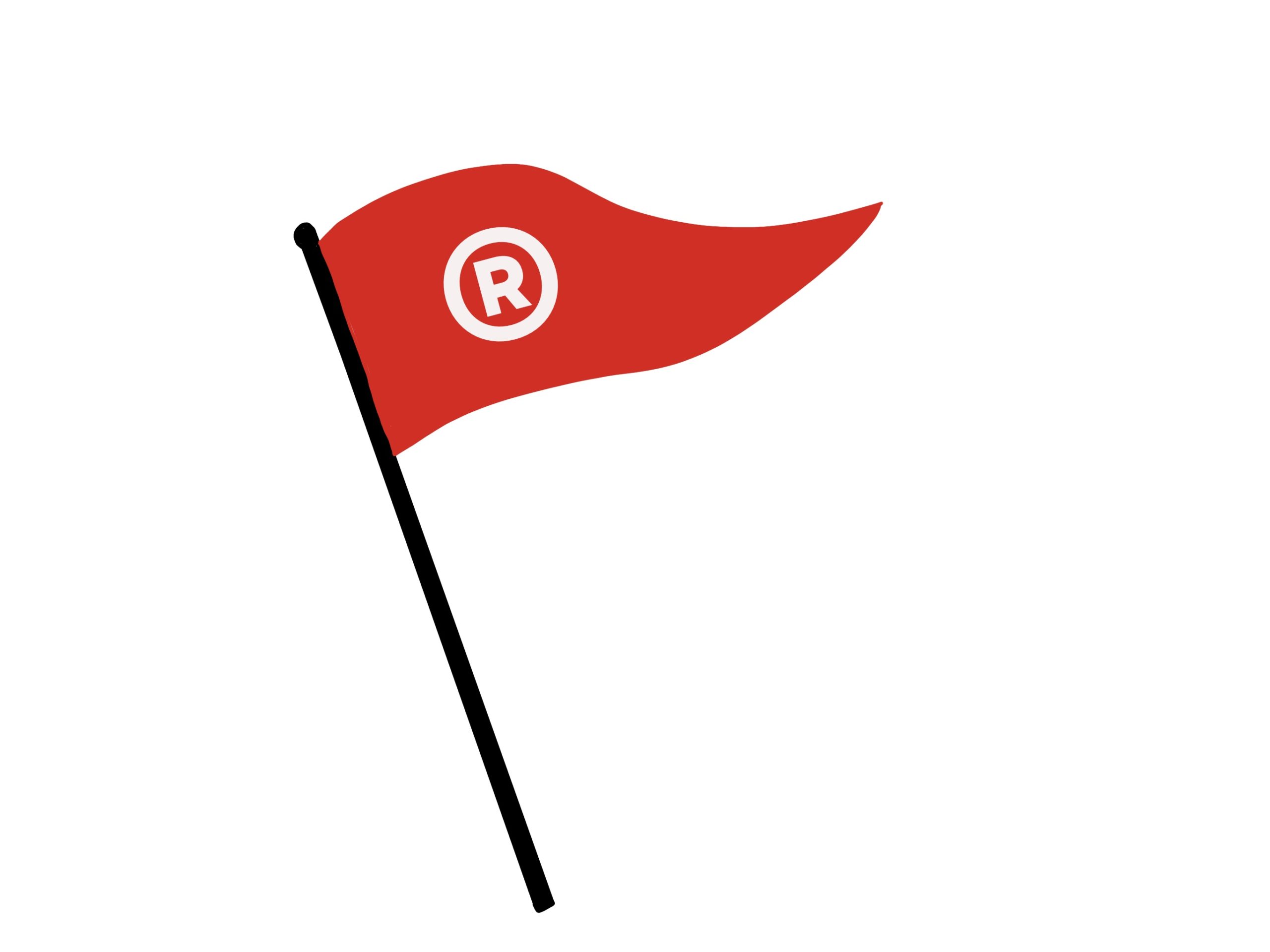 Trademarks for sale: Registered trademark symbol red flag
