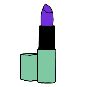 Purple cartoon lipstick with green and black case
