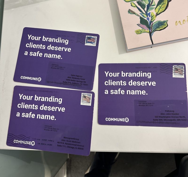 Photograph of Communer marketing postcards