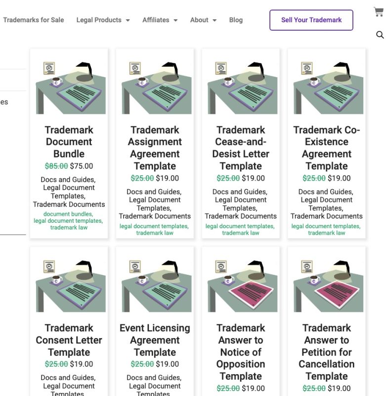 Screenshot of Communer Legal Document Templates for Sale